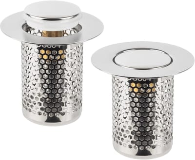2-pack afvoerfilter, keukenafvoernetfilter, afvoerplug, vloerafvoerfilter, roestvrijstalen afvoeruitlaat, afvoerfilter, vloerafvoerfilter (met drukschakelaar)