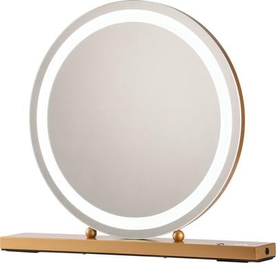 Nuvoo Make-up Spiegel - Visagie Spiegel - Hollywood Spiegel - Diameter 50cm - 3 Licht Tinten - Dimbaar - USB Telefoonoplader - Goud