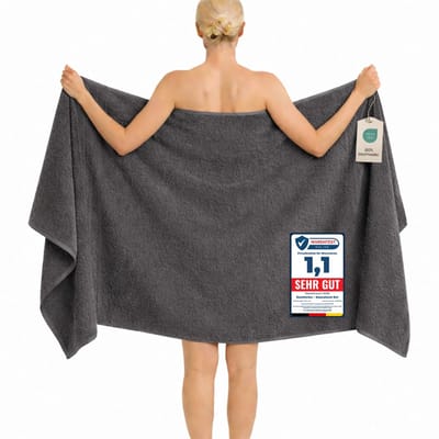 Komfortec Badhanddoek 100x200 cm van 100% Katoen, XXL Saunahanddoek, Grote Douchehanddoek, Zacht & Absorberend, Antraciet