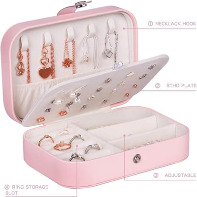 Candala Sieradendoos, PU Lederen Sieradenetui, Reisjuwelen Opbergdoos voor Ringen, Oorbellen, Ketting, Armbanden Organisator Sieraden Opbergdozen
