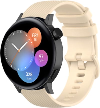 Strap-it Luxe siliconen bandje - geschikt voor Huawei Watch GT 2 42mm / GT 3 42mm / GT 3 Pro 43mm - beige