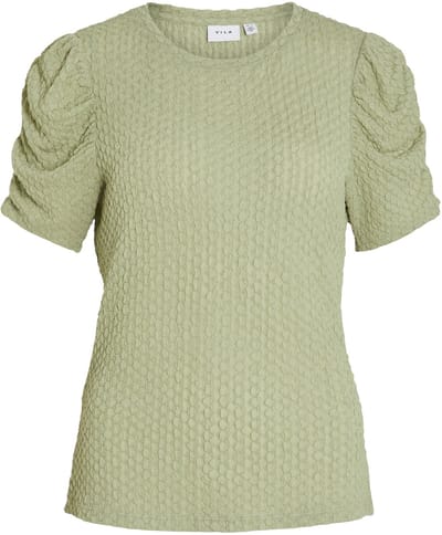 Vila T-shirt Vianine S/s Puff Sleeve Top - Noos 14089479 Swamp Dames Maat - XS