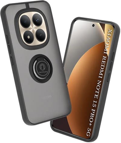 Hoesje geschikt voor Xiaomi Redmi Note 15 Pro Plus / Xiaomi Poco M8 Pro - Techsuit Glinth Back Cover met ring en magneet - Zwart