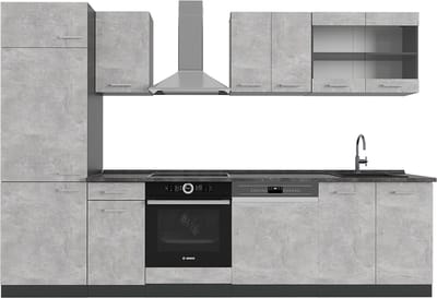 Vicco R-Line Complete keukeneenheid – 300 cm, WB Antraciet Beton/antraciet