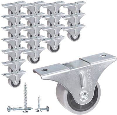 Kleine 30 mm Meubelwielen - Pack van 20 Stuks - Grijze Rubber, Vaste Wielen, Geschikt voor Diverse Toepassingen