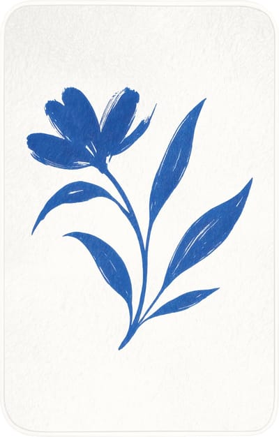 WC mat 50x80 cm - Antislip - Bloem - Blaadjes - Minimalistisch - Blauw - Toiletmat - Vloermat - Douchemat - Toilet tapijt - Toiletmatten