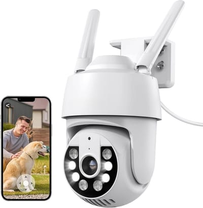 Camerabewaking - Beveiligingscamera voor buiten – Camerabewaking - beveiligingscamera Met Tweewegaudio – 360 Graden Buiten Camera met Nachtzicht - Niet Draadloos - Bewakingscamera voor buiten