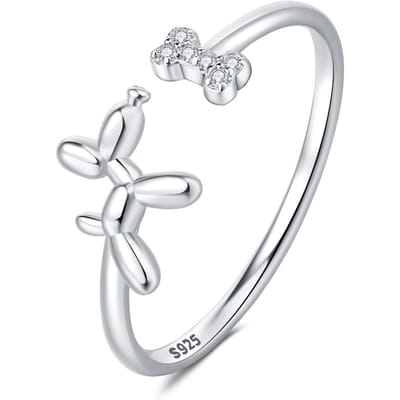 Orstarry   Koperen Ballonhond Openingsring Voor Vrouwen Originele Vingerring Sieraden Feest Fijn Trendy Cadeaus white