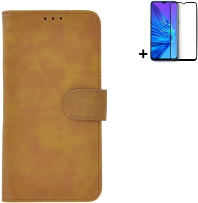 MoDo hoesje Geschikt voor Nokia G11/ G21 - Kunstleer Book Case - Bruin hoesje met full screenprotector
