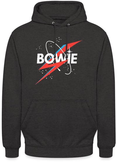 David Bowie Belettering Sterrenhemel Met Bliksem Hoodie Unisex