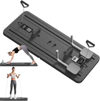 Pilates Board - Fitness Tool - Thuis Trainen - Met Oefenaccessoires - 106 x 41 cm - Zwart Grijs