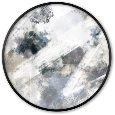 Poster in lijst Rond - Fotolijst 60x60 cm - Posters - Kunst - Patroon - Grijs - Wit - Ronde posterlijst zwart - Decoratie - Wanddecoratie woonkamer - Muurdecoratie slaapkamer