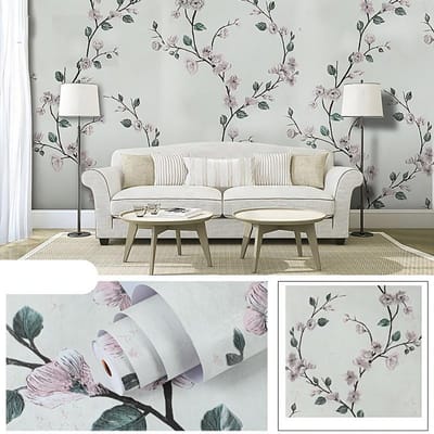1 rol van 17,7 * 393,7 inch Vintage Floral Contact Paper met pruimenbloesemtakpatroon Zelfklevend behang voor thuisdecoratie Versier uw huis! 45*1000cm/17.7*393.7in