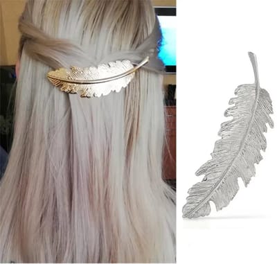 CHPN - Haarspeld - Veertje - Zilverkleurige haarspeld - Haarclip - Vintage look - 9CM lang - Chique haarspeld - Haarstyling