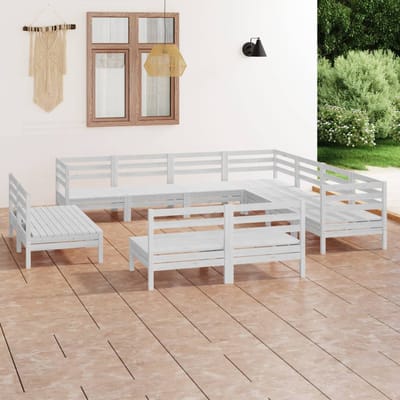 vidaXL - 11-delige - Loungeset - massief - grenenhout - wit