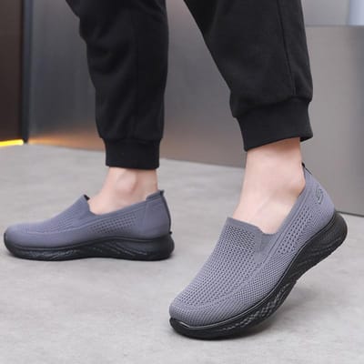 Lente en Herfst Nieuwe Dames Lichtgewicht en Comfortabele Mesh Schoenen Ademend Ondiep Mond Eén Stap Wandelschoenen 39 gray