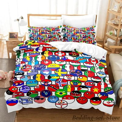 Nieuwe Countryball Polandballs Beddengoed Collectie Enkel Tweeling Volledig Queen King Size Bed Collectie Aldult Jongens Slaapkamer Dekbedovertrek Collecties Anime AU Single(140x210cm)