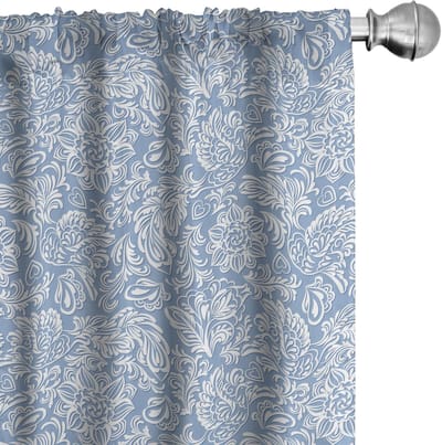 ABAKUHAUS Feniks gordijnen – Barok Klassiek – 2x 75x245 cm – microvezel, donkerend, licht azuurblauw