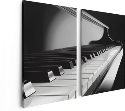 Artaza Canvas Schilderij Tweeluik Pianotoetsen - Noten - Piano - 80x60 - Foto Op Canvas - Canvas Print