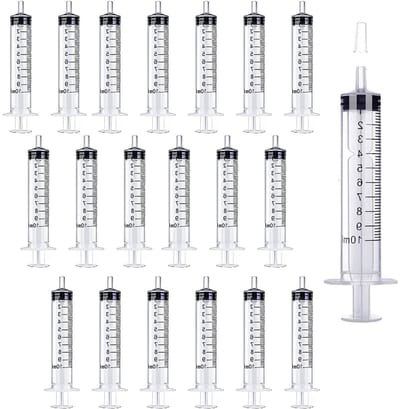 10 ml spuit zonder naald - 20 stuks plastic spuiten met afsluitdop voor doseer- en meetwerk, plantenirrigatie en dierenvoeding
