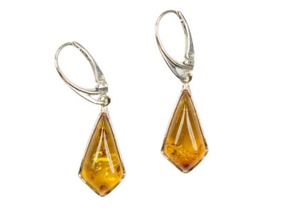 Zilveren oorbellen met sluiting Amber / Barnsteen 925 zilver