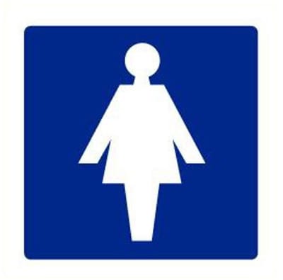 Dames toilet sticker, blauw 150 x 150 mm