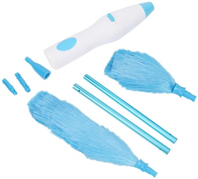 Dailygoods - Elektrische Stofdoek - Buigbaar Reinigingsgereedschap - Blauw - Plumeau en Meubelreiniger - Voor Blind en Ventilator - 29x16x8 cm