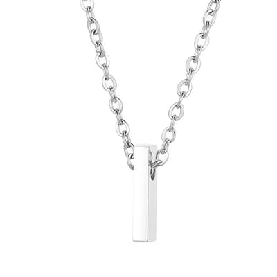 Aramat Jewels | Halskettingen | Stalen Initiaal Letterketting Vrouw – 45cm Zilverkleurig Gepersonaliseerd | I | |1,5mm | Staal | Volwassenen | Verkleurd niet