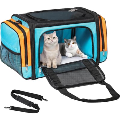 Grote Kattenmand voor 2 Katten, Hondentransportbox voor Kleine Honden, Opvouwbare Grote Huisdierentransportboxen voor Reizen, Binnen- en Buitengebruik 23.2 L x 13 W x 13 H