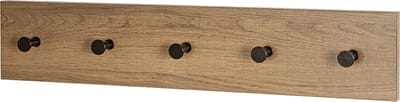 Wandkapstok – Warm eiken en zwart staal – 60x12x5 cm – Compact en natuurlijk design