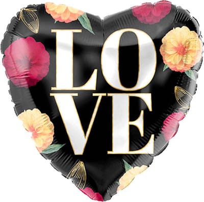 Folat - Folieballon Love hart met bloemen - Valentijnsdag versiering - Valentijnsdag cadeau - valentijnsdag