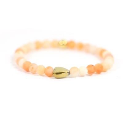Heaven Eleven KIDS - meisjes - armband - edelsteen - aventurien - oranje - 4mm - Goud - pyrite - hart