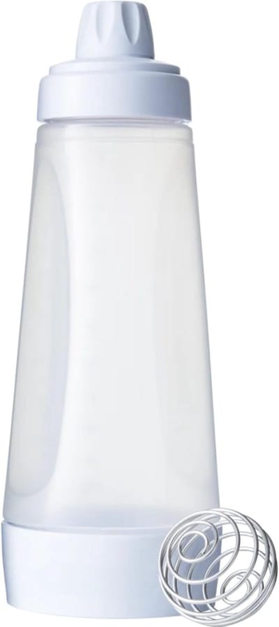 Pasta dispenser fles met mengbal voor pannenkoeken, blinis en wafels - gietopening, maatbeker, shaker