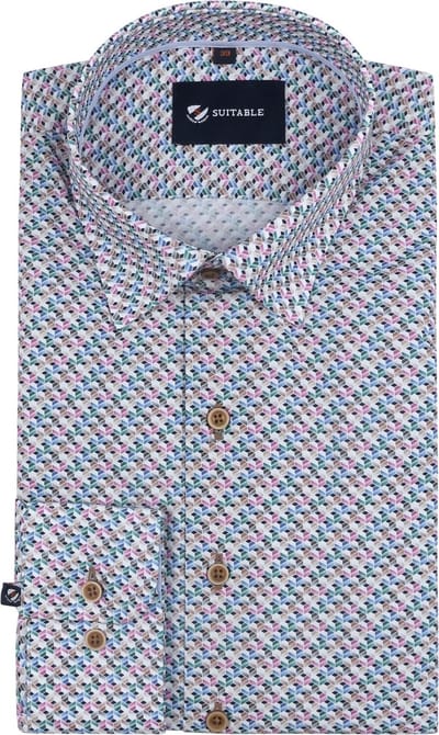 Suitable Overhemd Print Multicolour - Maat 39 - Heren - Overhemden Formeel