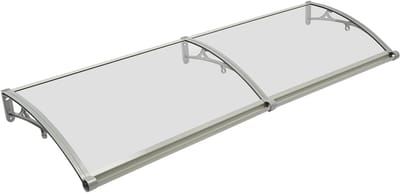 Voordeur Luifel - Regen Overkapping - Bescherming Buiten - Hoge Belastbaarheid - 200 x 60 cm - Helder Zilver