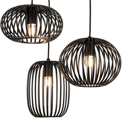 Lumidora Hanglamp 75133 - JUTTA - 3 Lichts - E27 - Zwart - Metaal - ⌀ 45 cm