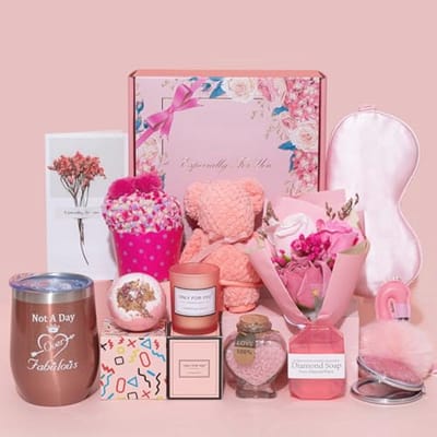 Unieke Verjaardagscadeaus Set voor Vrouwen - Geschenken Mand Ideeën en Wijn Tuimelaar Set