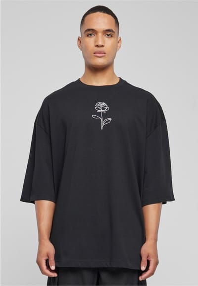 Merchcode - Spring - Rose Huge Heren T-shirt - S - Zwart