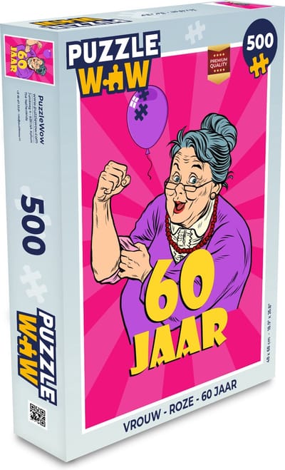 Puzzel Vrouw - Roze - 60 jaar - Legpuzzel - Puzzel 500 stukjes