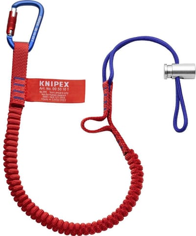 00 50 12 T BK Knipex 00 50 12 T BK-vanglijn met vaste materiaalkarabijnhaak voor de valbeveiliging van het gereedschap 900 mm Bevestigingsbanden