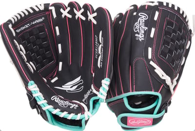 Rawlings - MLB - Softbal Handschoen - Sure Catch - Jeugd - 12 inch - Zwart/Roze/Turquoise