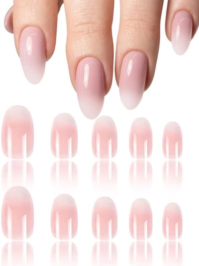 Dailygoods- Nageltips 48 Stuks - Ombre Roze - Korte Middelgrote Nagels - Vierkant - Kunstnagels voor Franse Manicure - Eenvoudig te Vervangen