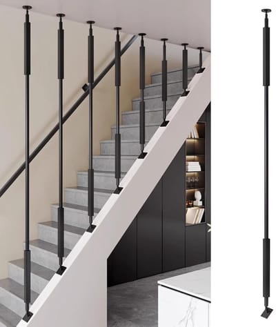 Metalen Trapspindel - Baluster Paal - Traprenovatie Veiligheid - Verstelbare Hoek - 230 cm - Zwart