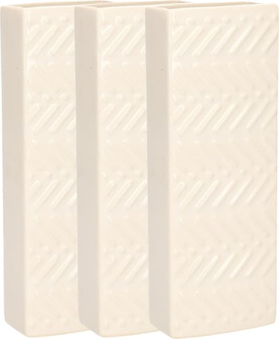 Gerimport Waterverdamper - 3x - creme wit - keramiek - 400 ml - radiatorbak luchtbevochtiger - 7,4 x 18,6 cm