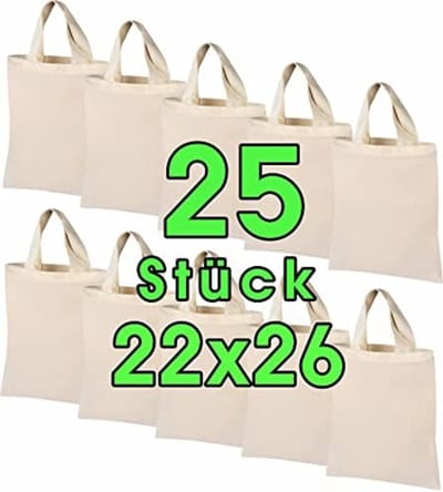 PromoHome 25 stuks katoenen tassen set - 22x26 cm natuurlijke jute zakjes - Oeko-Tex gecertificeerde apothekerstasjes voor creatieve versiering en cadeauverpakking