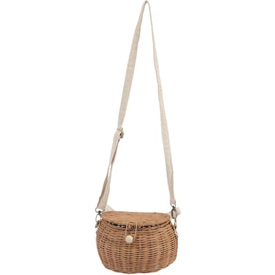 Ronde Rotan Tas Natuurlijk Vintage Geweven Schouder Rotan Tas voor Kamperen Fotografie Reizen Winkelen white