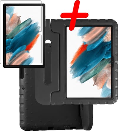 Hoesje Geschikt voor Samsung Galaxy Tab A8 - Met Screenprotector - Kinderhoes Shockproof Bumper - Kidsproof Case - Tablet Hoes - Kinder Hoes Cover - Zwart