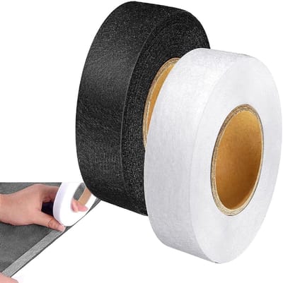 Set van 2 Sterke Strijkbanden voor Textiel | Ideaal voor Broeken, Gordijnen en Hemden | 20 mm x 25 m, Zwart en Wit
