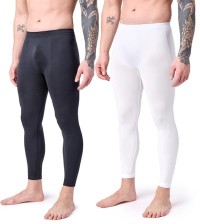 Ladeheid Heren Thermobroek 2 Pack - Sport - Lang - Sporbroek - Polyamide – Zwart/Wit – L - LA-LA40-260-TMPM-2B