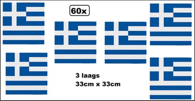 60x Servetten Griekenland 33cm x 33cm - 3 laags - Greece Servet diner eten knoeien restaurant BBQ thema feest verjaardag feest